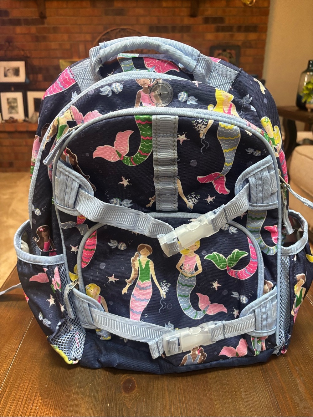POTTERY BARN Kids Mackenzie Navy Mermaid Backpack with Pink Accents